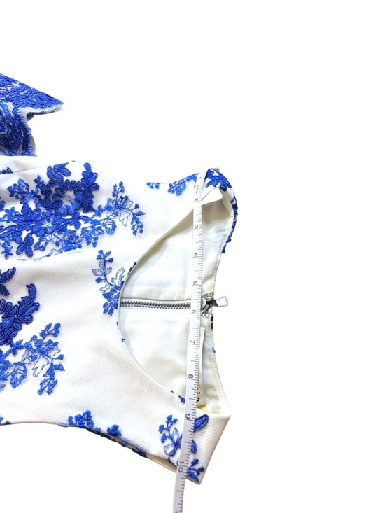 Alice + Olivia Reggie Racer Silk Embroidered Tulle Mini Dress Cobalt Blue Sz 2-4 - Picture 10 of 13